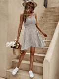 Elegant Small Floral Print Halter Dress