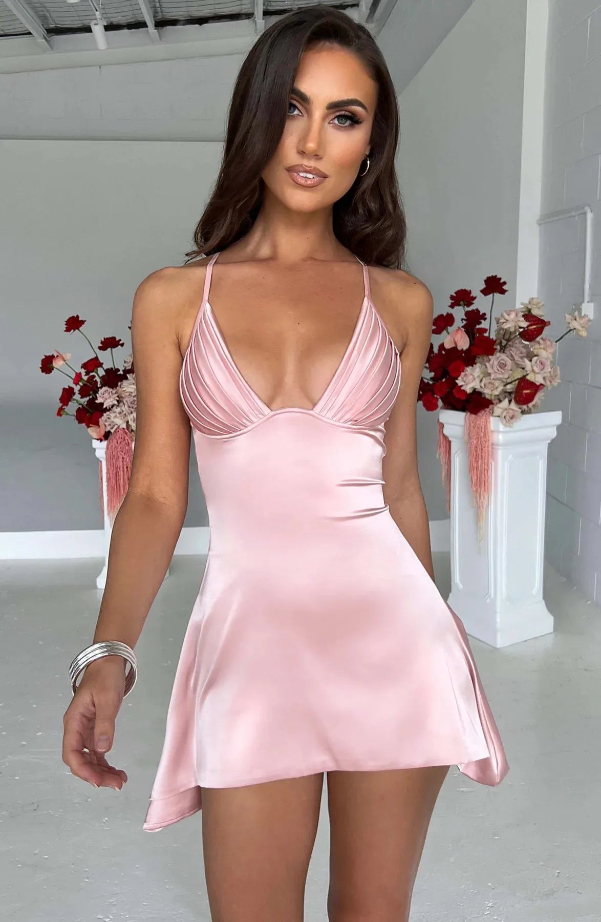 Backless Halter Mini Dress